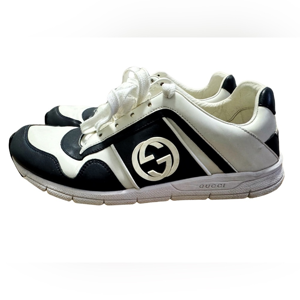 Gucci Black & White Leather Sneakers